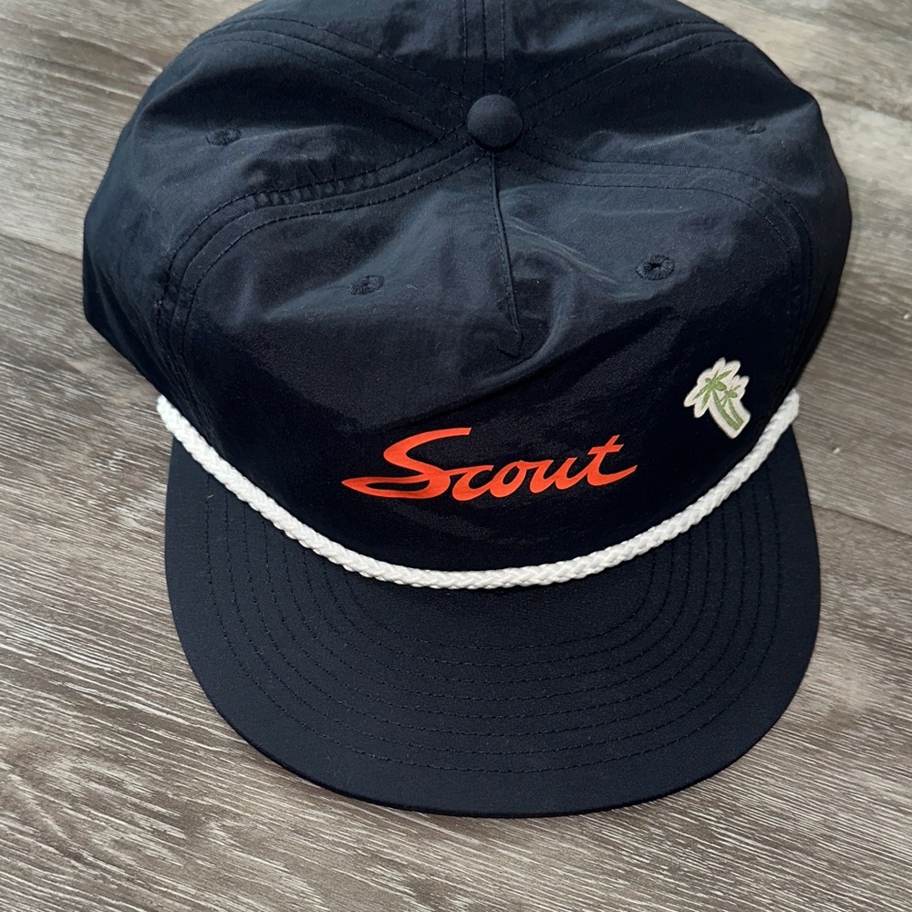 Scout Black Cap with Orange Logo and White Rope